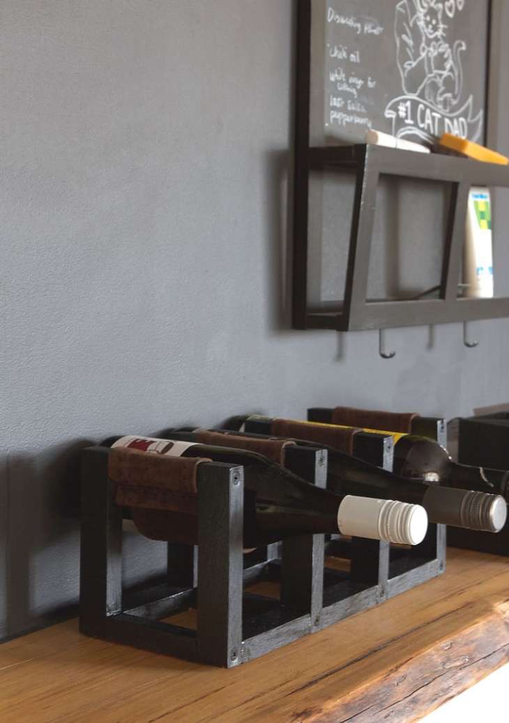 DIY Wine Rack With Leather Sling