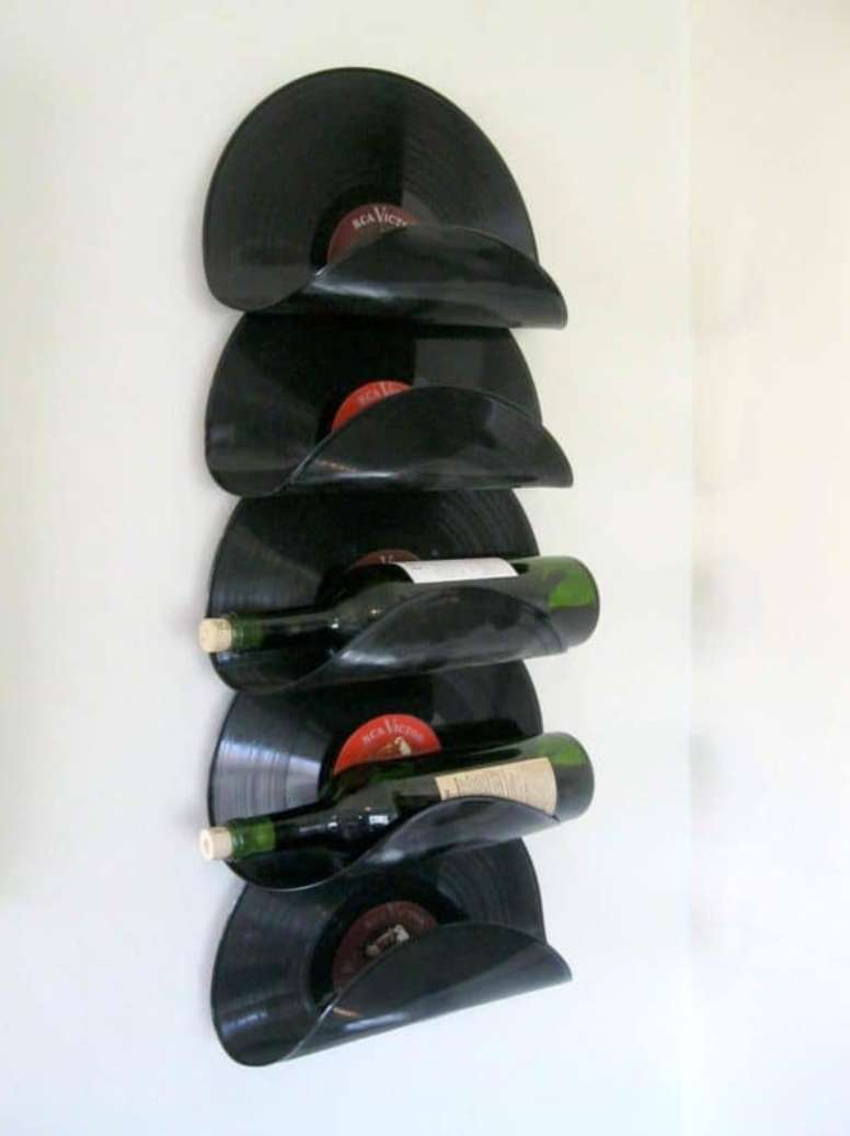 Wine Rack Made From Upcycled Vinyl Records