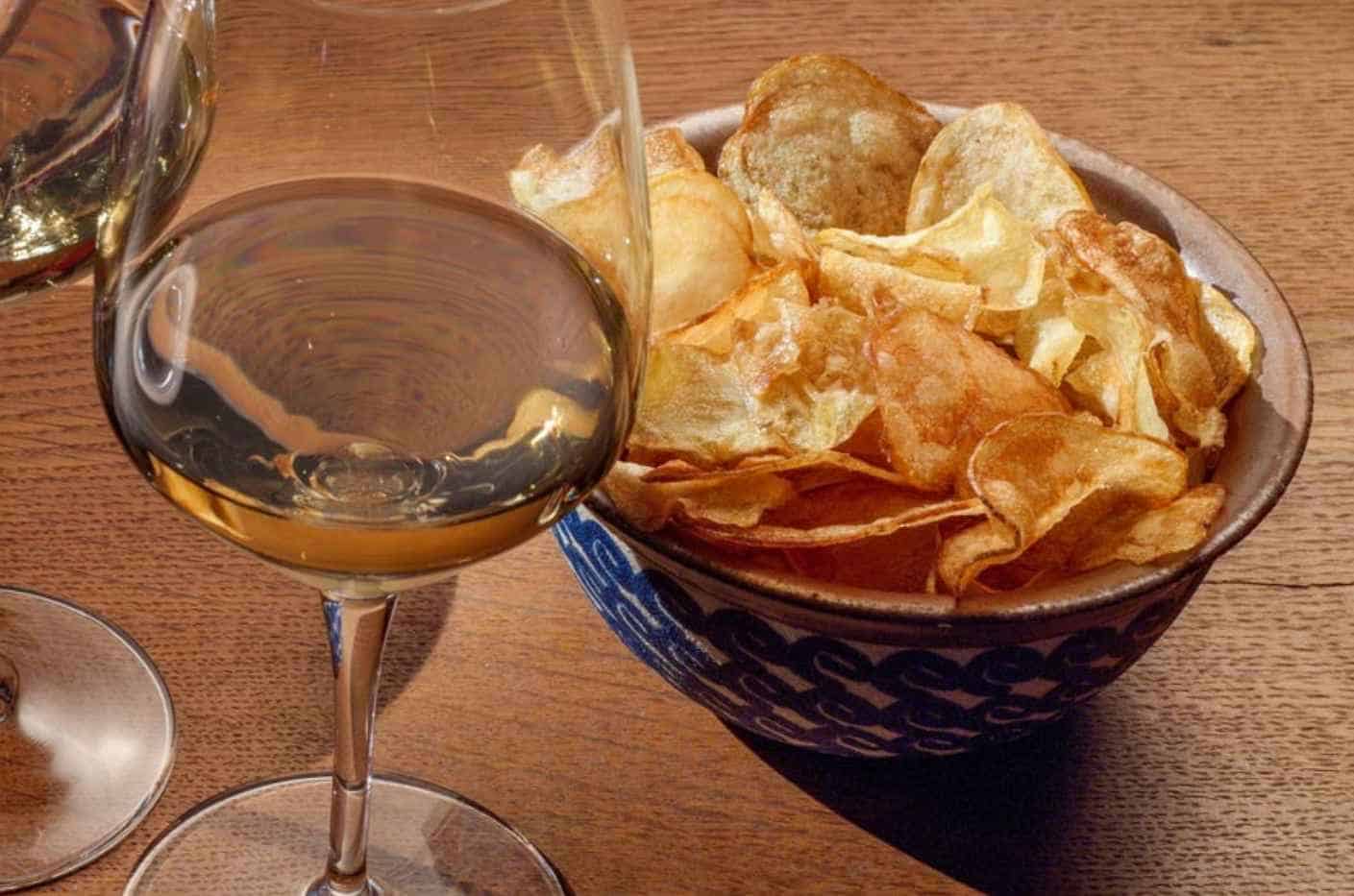 Potato Chips with wine