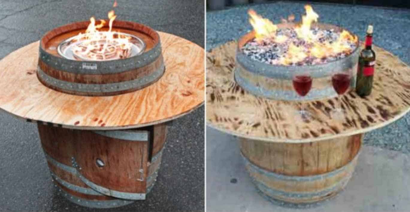 DIY Wine Barrel Fire Pit Table